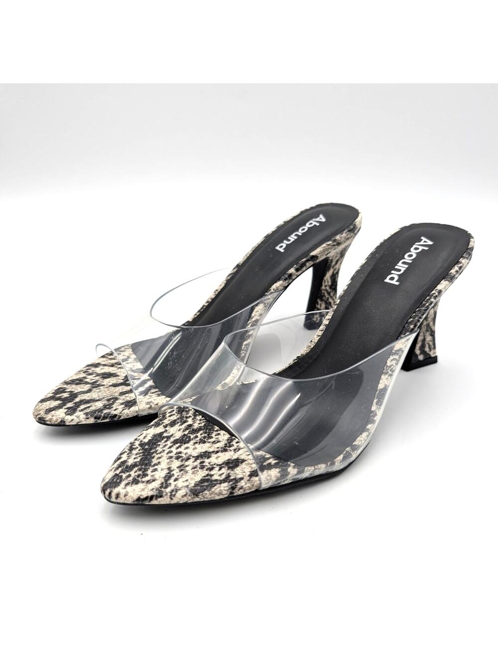 Abound Alana Block Heel Slide Sandals Open Toe Women's Clear Size US6M EU36.5